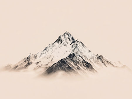 Minimalist mountain range linearte illustrationの素材