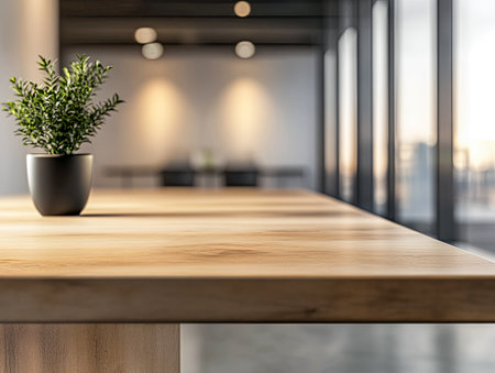 Modern minimalist workplace with natural elements and copyspaceの素材