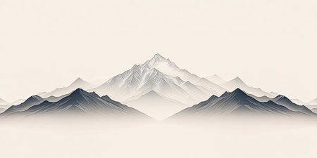 Minimalist mountain range linearte illustrationの素材