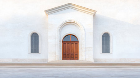 A church facade with natural day lightingの素材