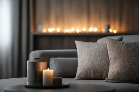 Cozy Christmas interiors with warm lightingの素材