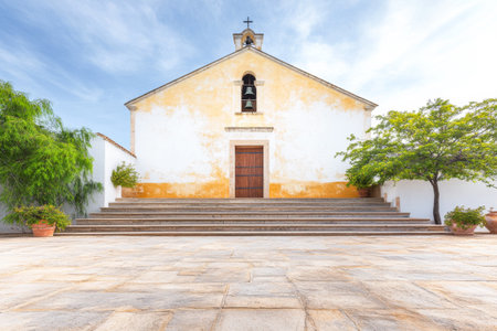 A church facade with natural day lightingの素材