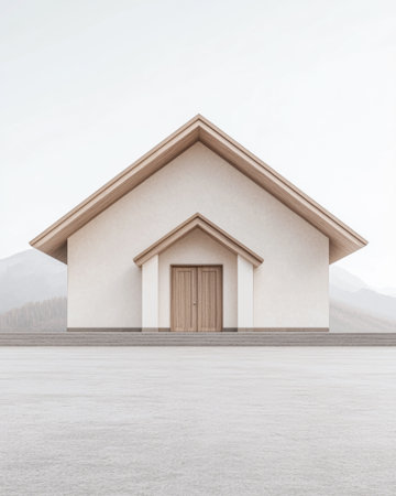 A church facade with natural day lighting and copyspaceの素材