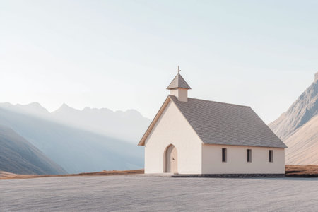 A church facade with natural day lighting and copyspaceの素材