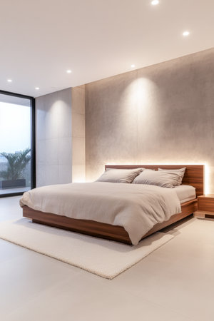 Elegant bedroom interior design with led lighting and soft tonesの素材