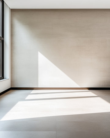 Minimalist empty room interiors with minimal furniture or decor, ample blank copyspace and daylight. Residential interior design.の素材