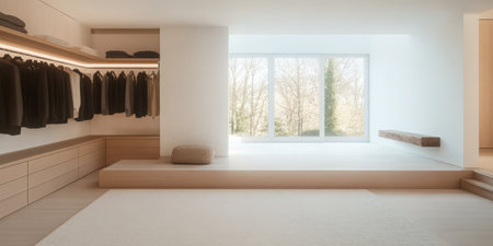 Bright and airy space showcasing a minimalist design.の素材