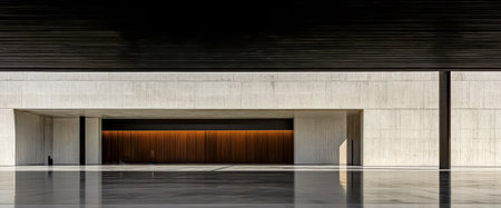 A striking example of modern architecture showcases a combination of concrete and natural wood. The structure features clean lines and a minimalist design creating a sense of harmony.の素材