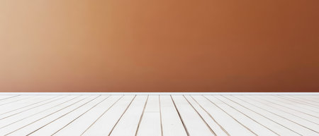 A well-lit indoor space highlights a rich brown wall combined with classic white wooden flooring. This setting exudes warmth and modernity perfect for creative projects or exhibitions.の素材