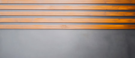 Elegant wooden slats line a smooth gray wall providing a contemporary touch to the interior space. The natural texture of the wood contrasts beautifully with the modern design.の素材