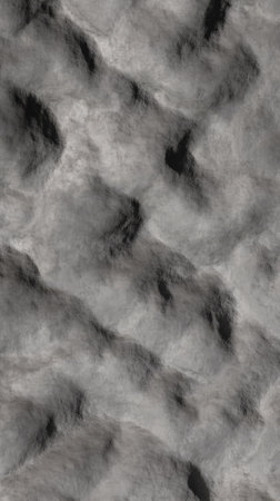 Dark and light clouds swirl over a rocky landscape, creating an atmospheric view. The late afternoon light accentuates the texture of the terrain, enhancing its natural beauty.の素材