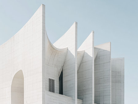 This striking structure features a series of distinctive white peaks that create an eye-catching silhouette.の素材