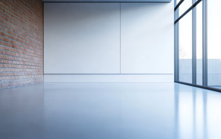 A spacious room featuring large windows that allow natural light to fill the area.の素材