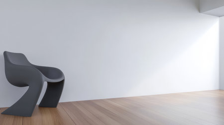 The stylish chair made from molded material sits in a bright spacious room with wooden flooring. Sunlight gently filters through a nearby window enhancing the modern aesthetic.の素材