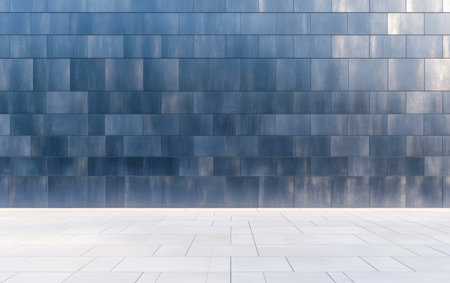The striking blue wall features a unique texture and finish complemented by a smooth white floor below. This setting conveys a sense of modern elegance and minimalism.の素材