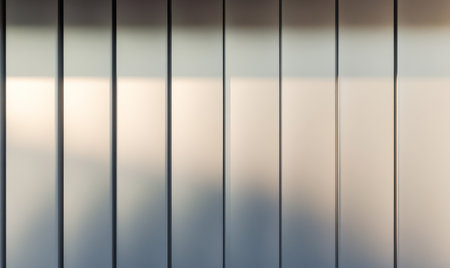 Soft shadows blend with light across sleek architectural panels in a contemporary urban environment during daytime. The subtle gradient creates a tranquil minimalist aesthetic.の素材