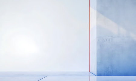 Bright minimalist environment featuring smooth walls and a reflective floor. Subtle colors blend seamlessly with defined geometric lines creating a sense of depth and tranquility.の素材