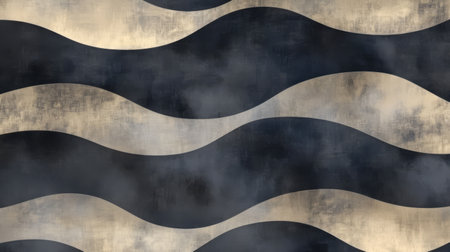A visually striking display of wavy patterns in shades of dark and light colors presenting a modern aesthetic. The design is suitable for various applications such as wallpapers or art pieces.の素材