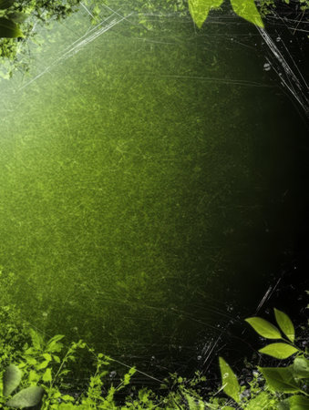 A vibrant green background filled with various shades of green foliage surrounds a darker center. This design could be used for artistic projects nature themes or digital artwork.の素材