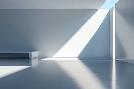 A bright and airy interior space features clean lines and a minimalist design.の素材