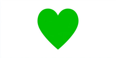 A vibrant green heart symbol is displayed against a plain white background, representing love, friendship, and positivity. The design is bold and straightforward, emphasizing emotions.の素材