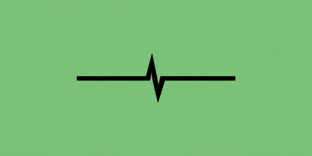 A black heart rate monitor line is displayed on a green background, symbolizing vital signs and health monitoring. This imagery is often used in medical contexts and health awareness.の素材