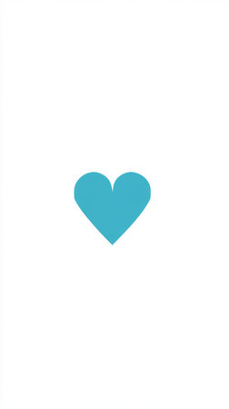 A blue heart shape is centered on a white background, symbolizing affection and warmth. The design is minimalistic, focusing on the heart's color and shape.の素材
