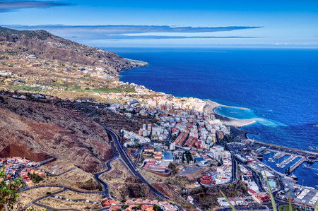 Aerial view of Santa Cruz de la Palma, Canary Islands, Spainの写真素材