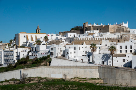 View of Vejer de la Frontera, a pretty white town in the province of Cadiz, Andalusia, Spainの写真素材