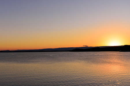 sunset at the reservoirの写真素材