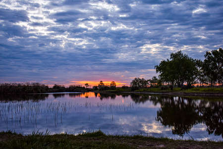 sunset in the lagoonの写真素材