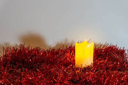 white christmas background with red wreathの写真素材