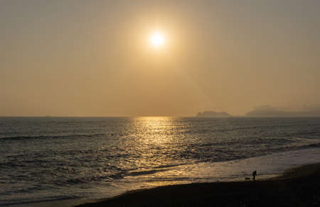Sunset Landscape in the shore of Lima Peruの写真素材