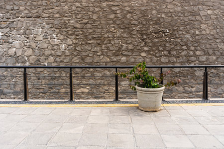 LA MURALLA PARK, ANCIENT WALL WITH HISTORICAL MEANING IN A PUBLIC SPACE IN LIMA DOWNTOWNの写真素材