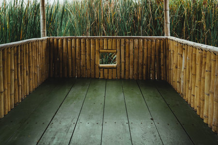 Lagoon lookout made of wood in Pantanos de Villa Chorrillos Lima Peru