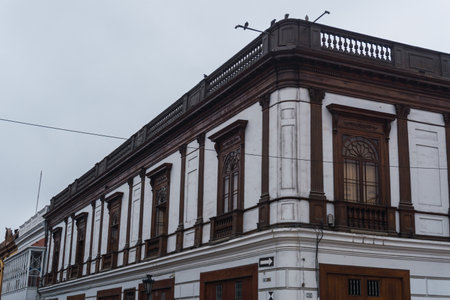 Lima, Peru - June 31, 2021: Thirteen doors museum house in lima downtown, located in the corner of Lampa and Ancash streetのeditorial素材