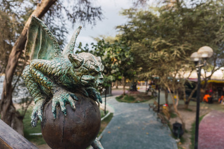 Statue of a gargoyle in brujas de Cachiche theme park ica Peruの写真素材