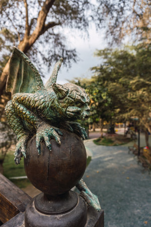 Ica, Peru - December, 27, 2022: Statue of a gargoyle in brujas de Cachiche theme park ica Peruのeditorial素材