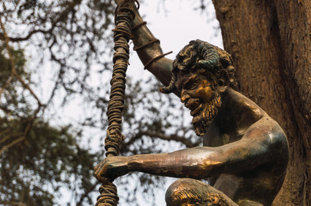 Ica, Peru - December, 27, 2022: Satyr statue in Cachiche Witch Theme Park, Ica Peruのeditorial素材