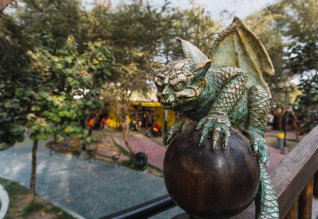 Ica, Peru - December, 27, 2022: Statue of a gargoyle in brujas de Cachiche theme park ica Peruのeditorial素材