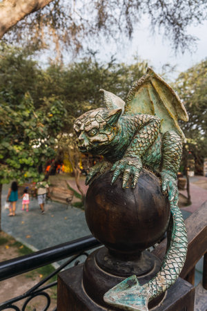 Ica, Peru - December, 27, 2022: Statue of a gargoyle in brujas de Cachiche theme park ica Peruのeditorial素材