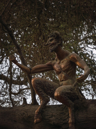 Ica, Peru - December, 27, 2022: Satyr statue in Cachiche Witch Theme Park, Ica Peruのeditorial素材