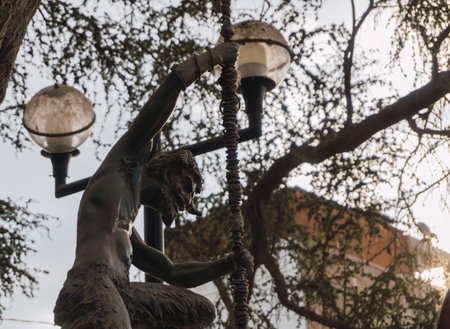 Ica, Peru - December, 27, 2022: Satyr statue in Cachiche Witch Theme Park, Ica Peruのeditorial素材