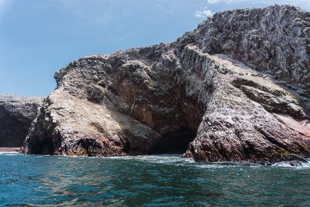 The Ballestas Islands are a group of small islands located off the Paracas peninsulaの写真素材