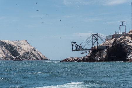 Old wooden bridge in the Ballestas islands at Paracas, ica Peruの写真素材