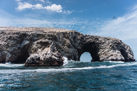 The Ballestas Islands are a group of small islands located off the Paracas peninsulaの写真素材