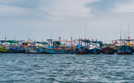 Boats at El Chaco beach, Paracas Ica Peruの写真素材