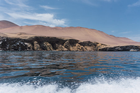 The Paracas Candelabra, is a famous geoglyph located on the north coast of the Paracas peninsulaの写真素材