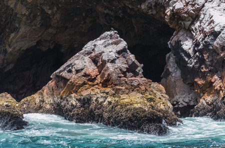 The Ballestas Islands are a group of small islands located off the Paracas peninsulaの写真素材