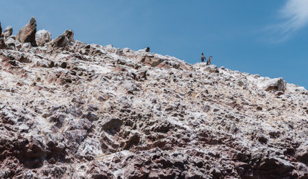 The Ballestas Islands are a group of small islands located off the Paracas peninsulaの写真素材
